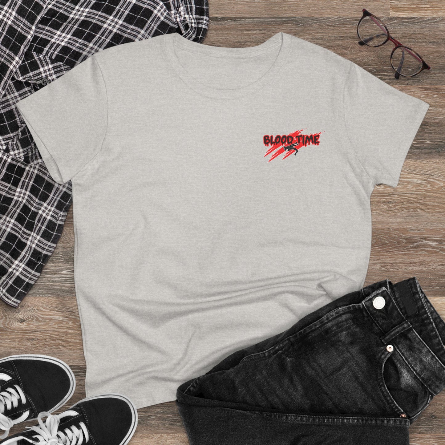 Empowering Women's Cotton Wrestling Tee - 'Blood Time' & 'GRL PWR' Designs