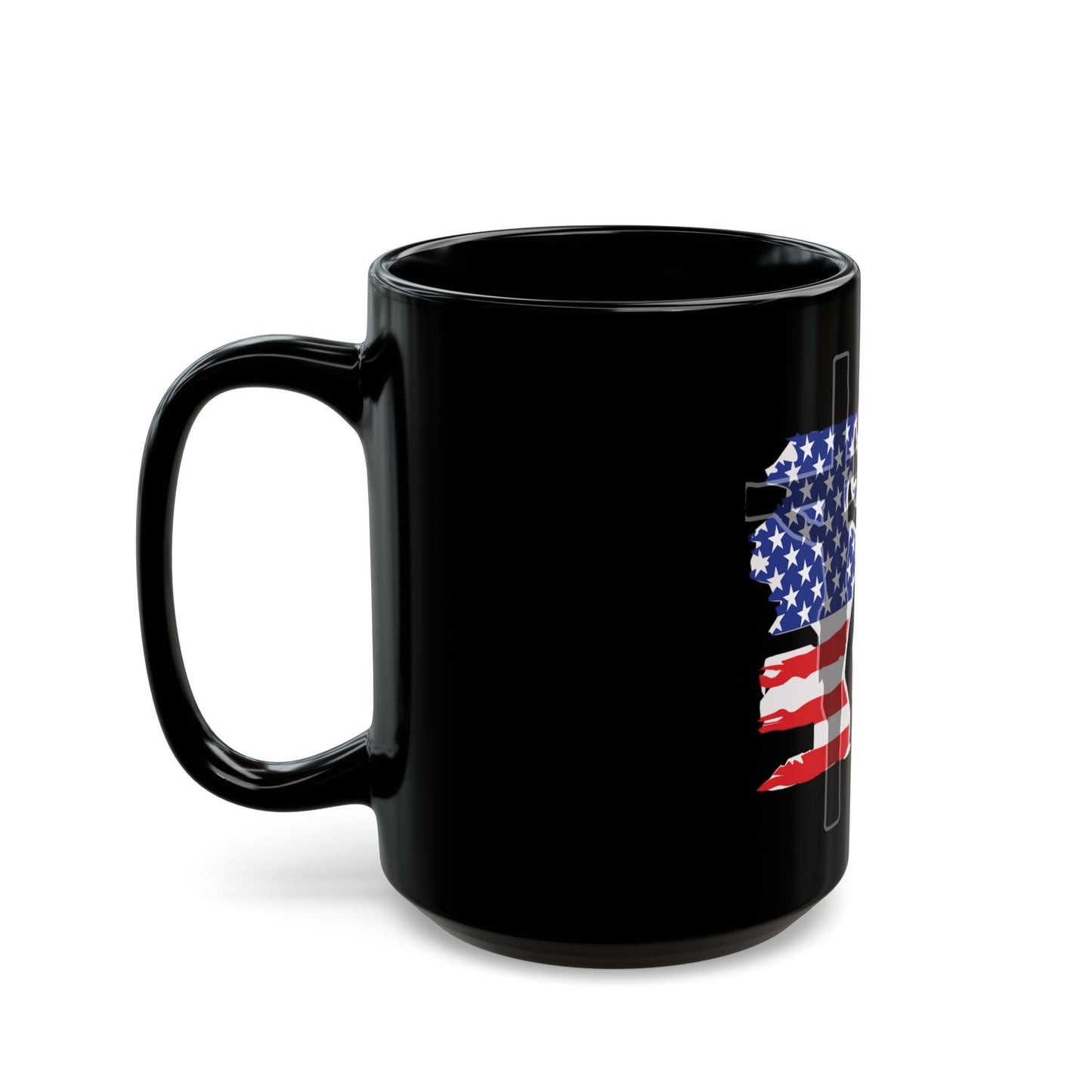 Faith Wrestler Black Mug - 11oz & 15oz | American Flag Design