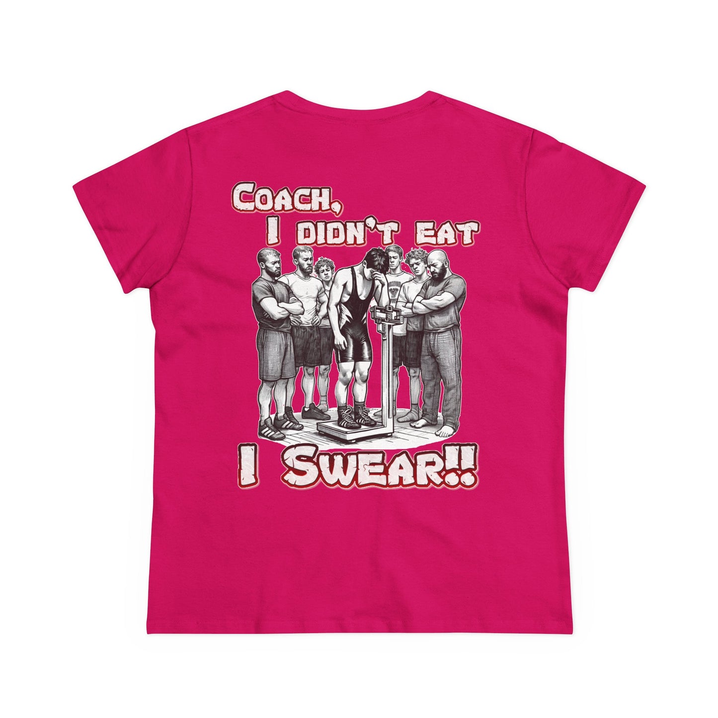 Humorous Women's Midweight Cotton Tee - 'Blood Time & Coach Swear' Graphic Shirt