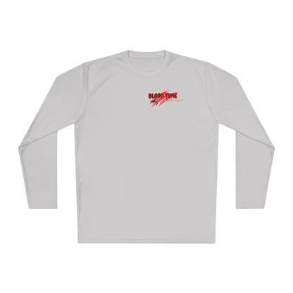 Unisex Lightweight Long Sleeve Tee - Blood Time Graphic Tee for Fitness Enthusiasts