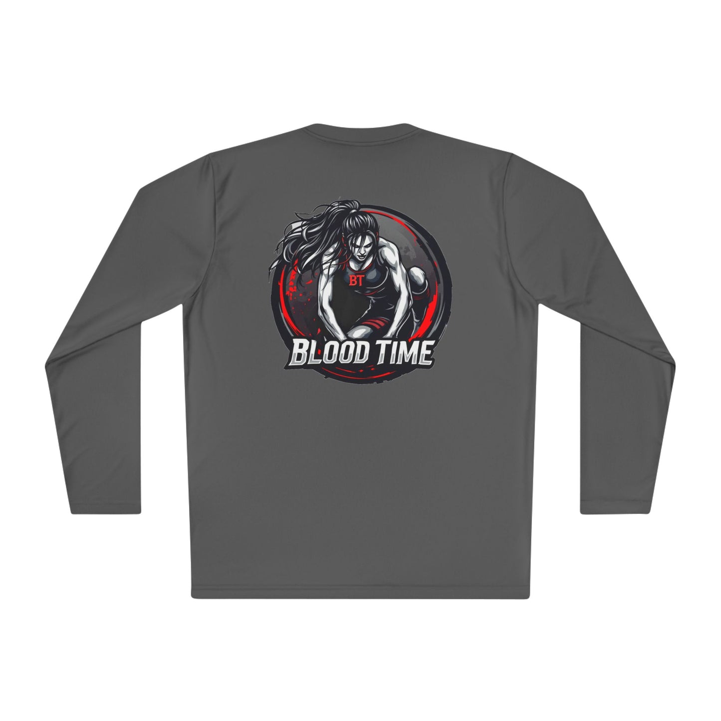 Unisex Lightweight Long Sleeve Tee - Blood Time Graphic Tee for Fitness Enthusiasts