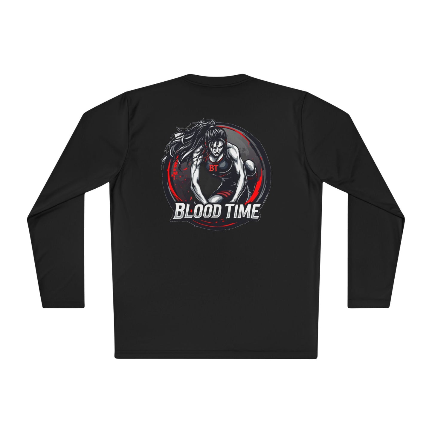 Unisex Lightweight Long Sleeve Tee - Blood Time Graphic Tee for Fitness Enthusiasts