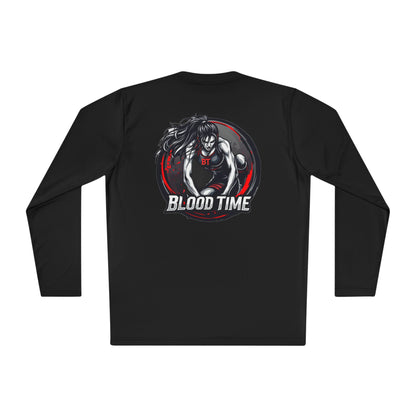 Unisex Lightweight Long Sleeve Tee - Blood Time Graphic Tee for Fitness Enthusiasts