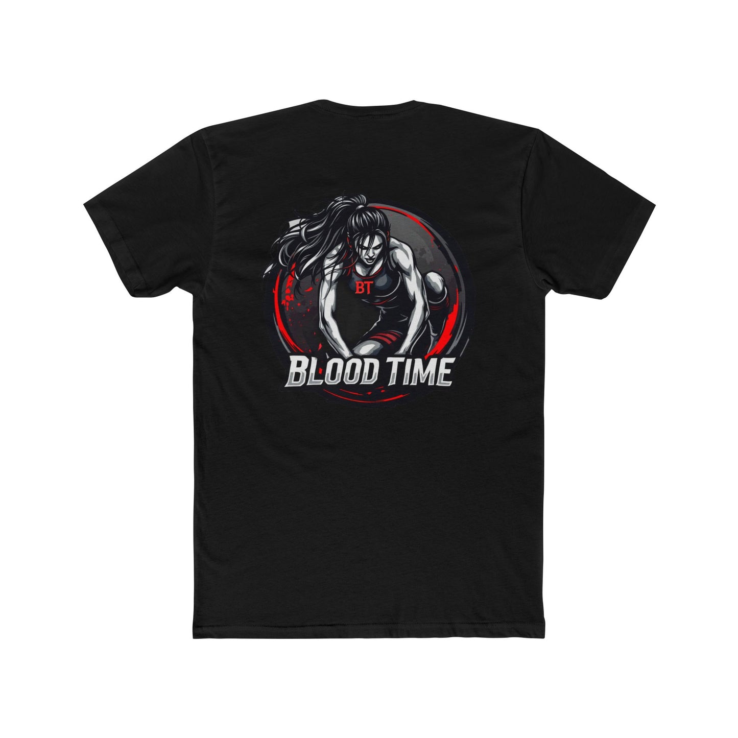 Unisex Cotton Crew Tee - Blood Time Graphic T-Shirt for Action Lovers