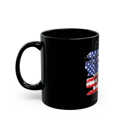 Faith Wrestler Black Mug - 11oz & 15oz | American Flag Design