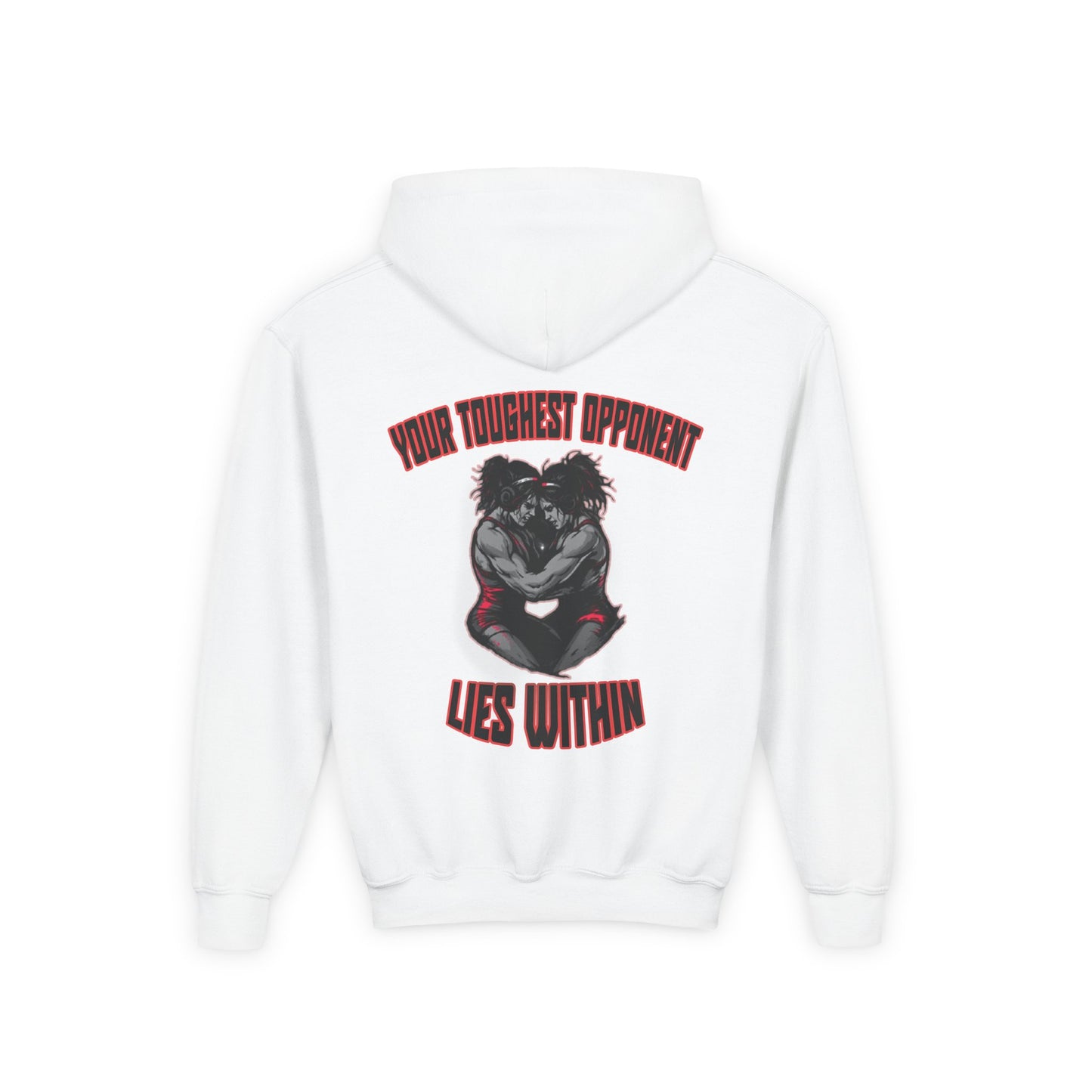 Inspirational Youth Hooded Sweatshirt - "Blood Time: Your Toughest Opponent Lies Within"