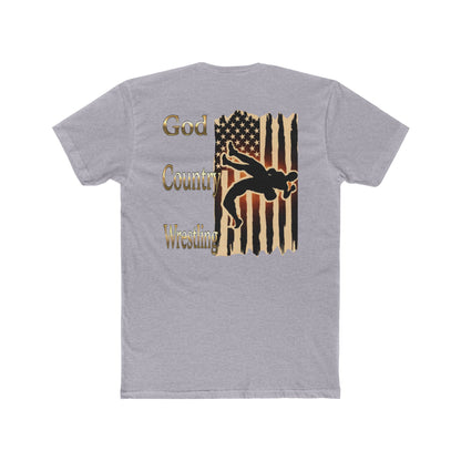 God Country Wrestling Unisex Cotton Crew Tee - Patriotic Tee for Wrestling Fans