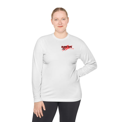 Unisex Lightweight Long Sleeve Tee - Blood Time Graphic Tee for Fitness Enthusiasts