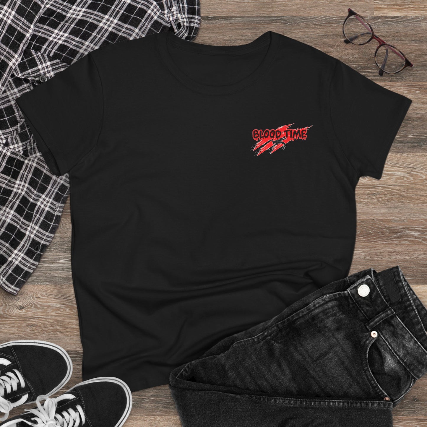 Empowering Women's Cotton Wrestling Tee - 'Blood Time' & 'GRL PWR' Designs