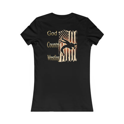 Women's Favorite Wrestling Graphic Tee - Blood Time & God Country Design