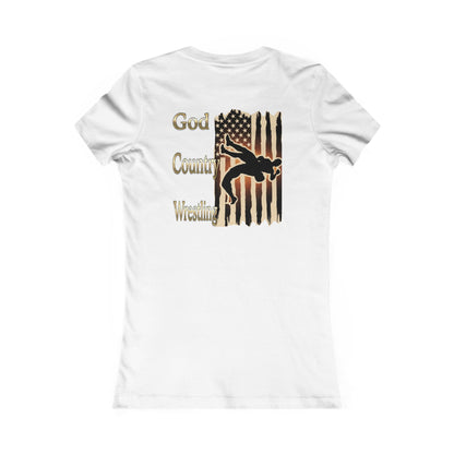 Women's Favorite Wrestling Graphic Tee - Blood Time & God Country Design