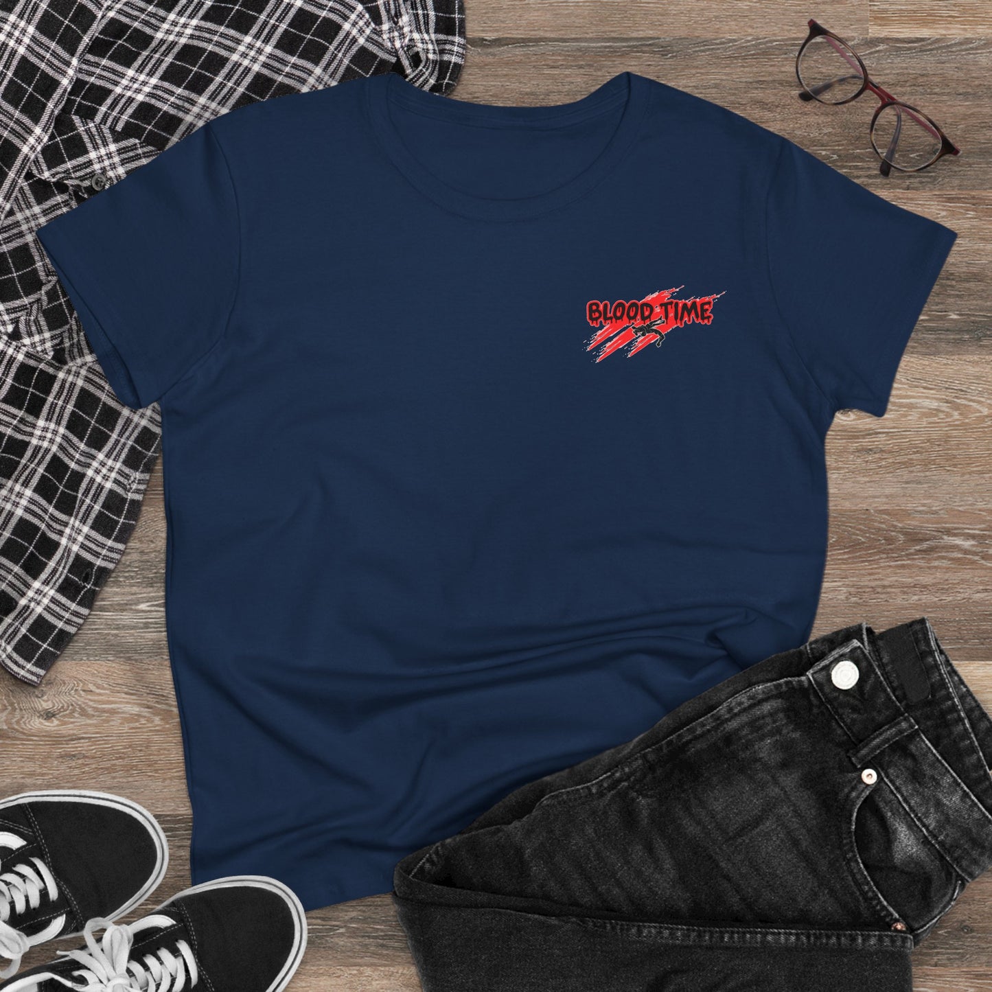 Empowering Women's Cotton Wrestling Tee - 'Blood Time' & 'GRL PWR' Designs