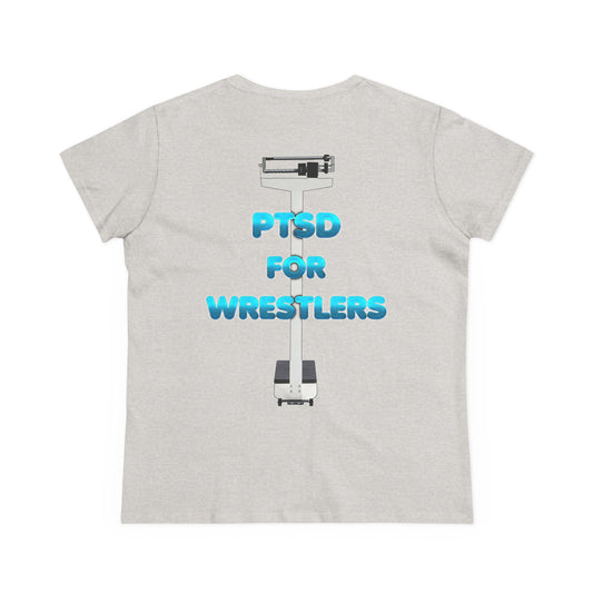 Empowering Women's Midweight Cotton Tee - "Blood Time & PTSD for Wrestlers"