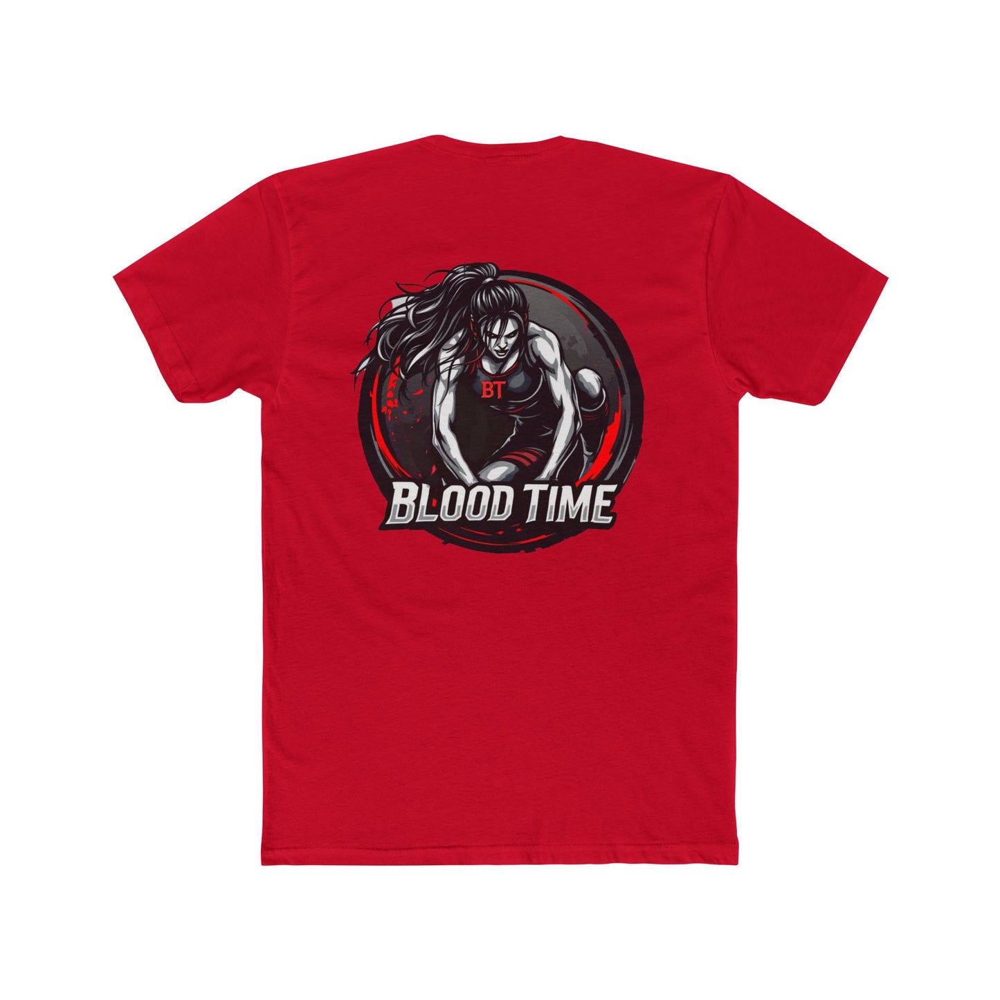 Unisex Cotton Crew Tee - Blood Time Graphic T-Shirt for Action Lovers