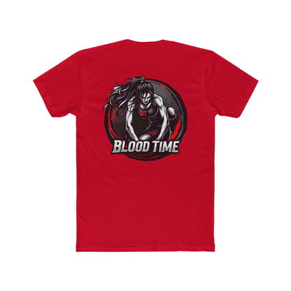 Unisex Cotton Crew Tee - Blood Time Graphic T-Shirt for Action Lovers