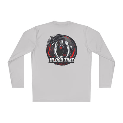 Unisex Lightweight Long Sleeve Tee - Blood Time Graphic Tee for Fitness Enthusiasts