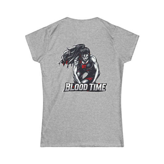 Blood Time Graphic Tee for Women - Bold Athletic Design for Sports Enthusiasts