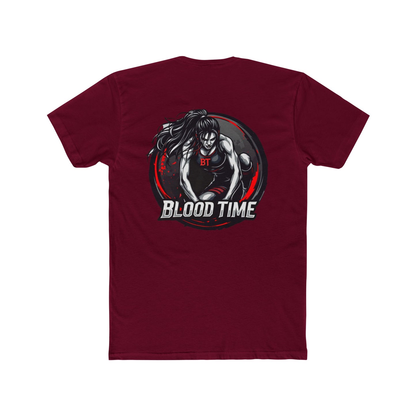 Unisex Cotton Crew Tee - Blood Time Graphic T-Shirt for Action Lovers