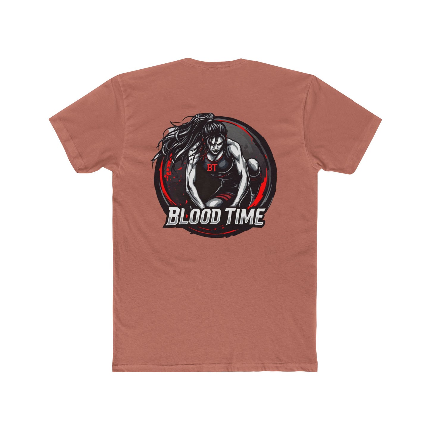 Unisex Cotton Crew Tee - Blood Time Graphic T-Shirt for Action Lovers