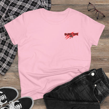 Empowering Women's Cotton Wrestling Tee - 'Blood Time' & 'GRL PWR' Designs