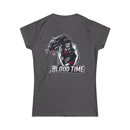 Blood Time Graphic Tee for Women - Bold Athletic Design for Sports Enthusiasts