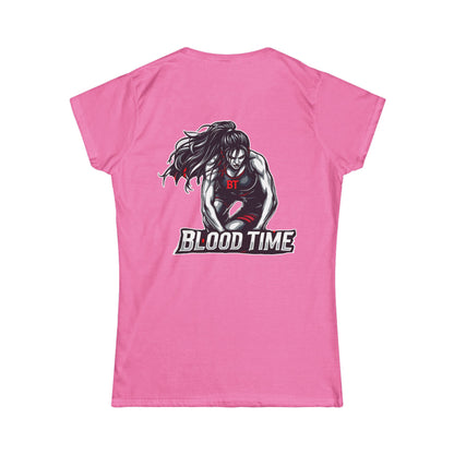 Blood Time Graphic Tee for Women - Bold Athletic Design for Sports Enthusiasts