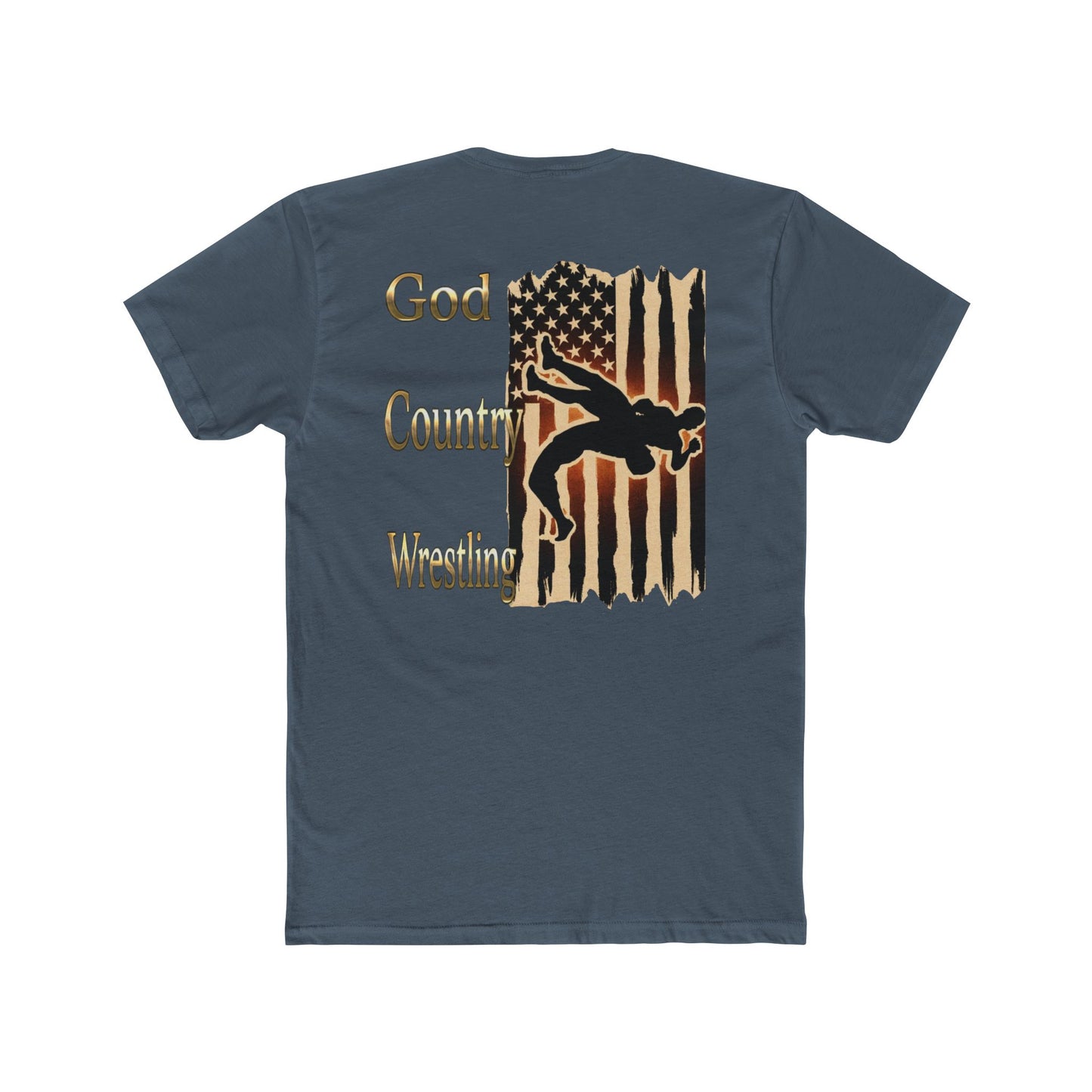 God Country Wrestling Unisex Cotton Crew Tee - Patriotic Tee for Wrestling Fans