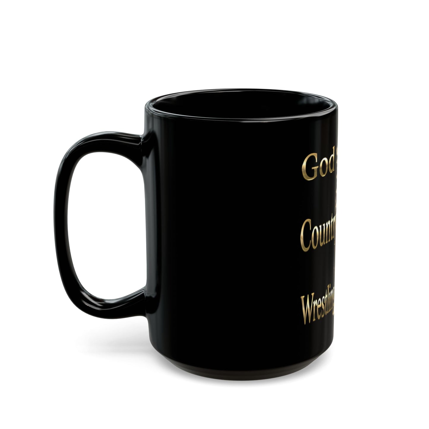 God Country Wrestling Black Mug - Perfect Gift for Wrestling Fans