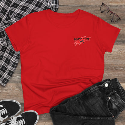 Empowering Women's Cotton Wrestling Tee - 'Blood Time' & 'GRL PWR' Designs