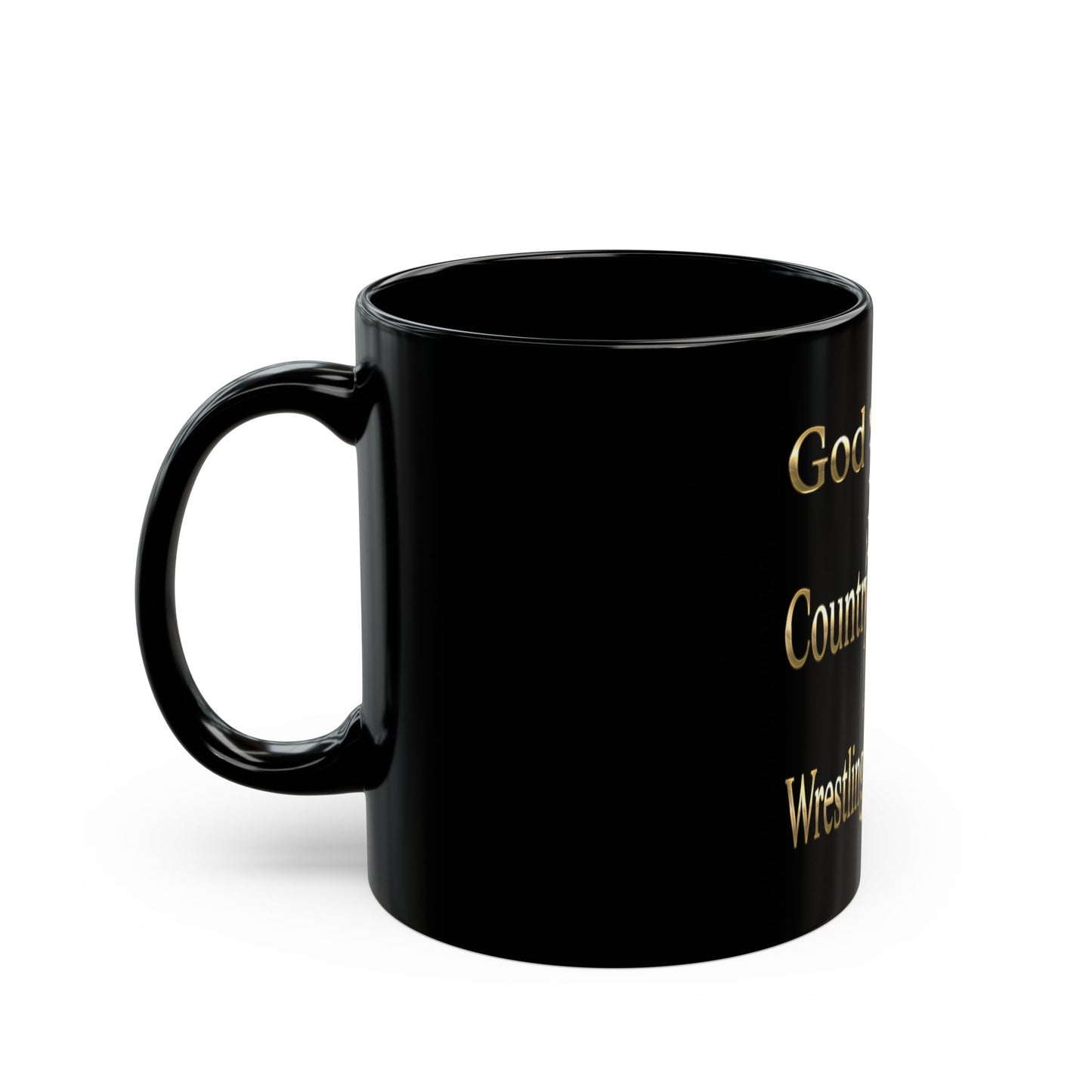 God Country Wrestling Black Mug - Perfect Gift for Wrestling Fans