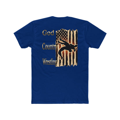 God Country Wrestling Unisex Cotton Crew Tee - Patriotic Tee for Wrestling Fans