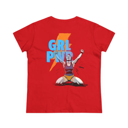 Empowering Women's Cotton Wrestling Tee - 'Blood Time' & 'GRL PWR' Designs