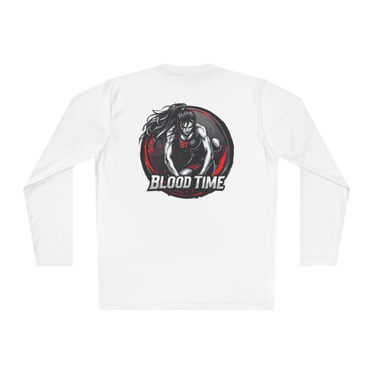 Unisex Lightweight Long Sleeve Tee - Blood Time Graphic Tee for Fitness Enthusiasts