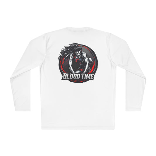 Unisex Lightweight Long Sleeve Tee - Blood Time Graphic Tee for Fitness Enthusiasts