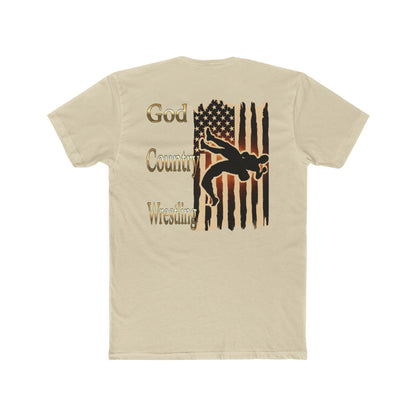 God Country Wrestling Unisex Cotton Crew Tee - Patriotic Tee for Wrestling Fans