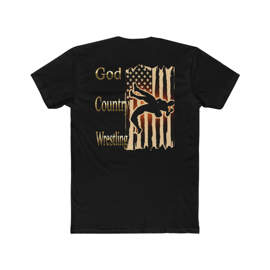 God Country Wrestling Unisex Cotton Crew Tee - Patriotic Tee for Wrestling Fans