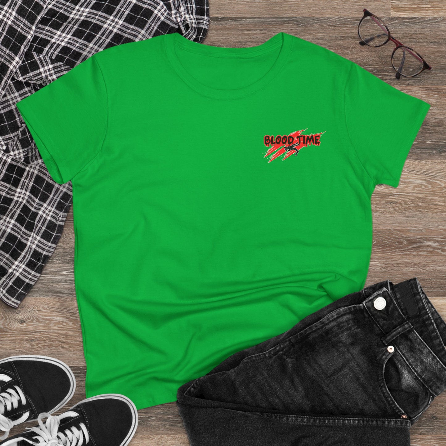 Empowering Women's Cotton Wrestling Tee - 'Blood Time' & 'GRL PWR' Designs