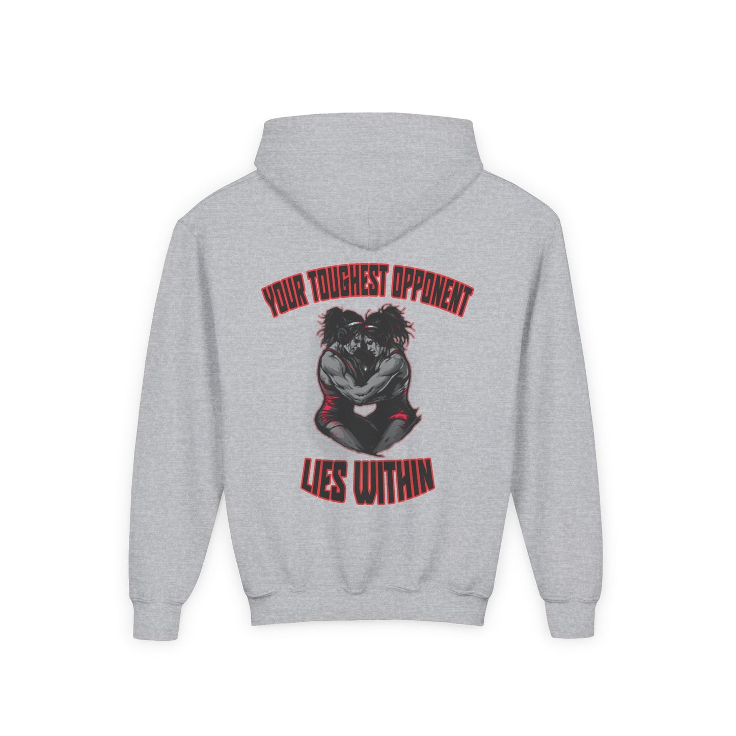 Inspirational Youth Hooded Sweatshirt - "Blood Time: Your Toughest Opponent Lies Within"